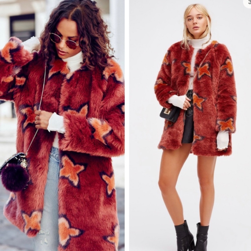 Free People Wrap Me Up Faux Fur Coat